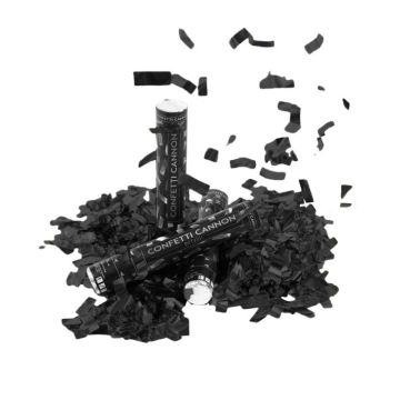 Black confetti tube 40 cm PartyVikings - Metallic Rectangular