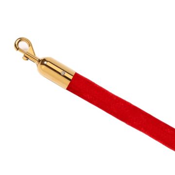 VIP barrier rope red velvet gold click lock 180 cm