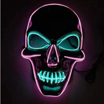 Spooky Halloween LED mask - Blue and pink skull